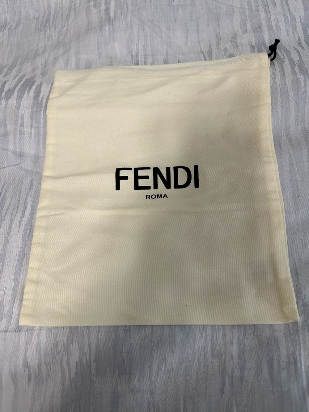 Fendi Cream and Black Logo Dust Pouch